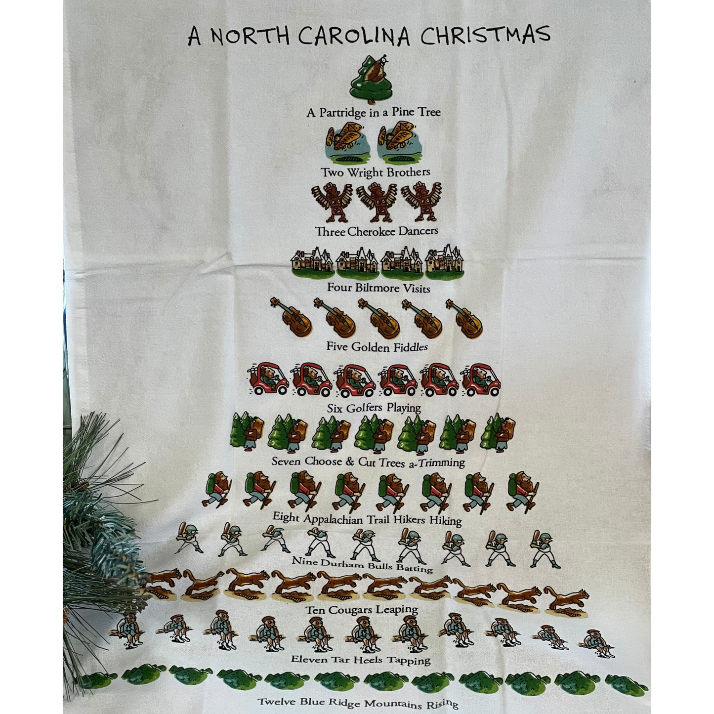 Christmas North Carolina Flour Sack Towel